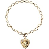 Charm Chunky Sun Heart Necklace 18K Gold Plating Toggle Accessories Womens Jewelry Gifts