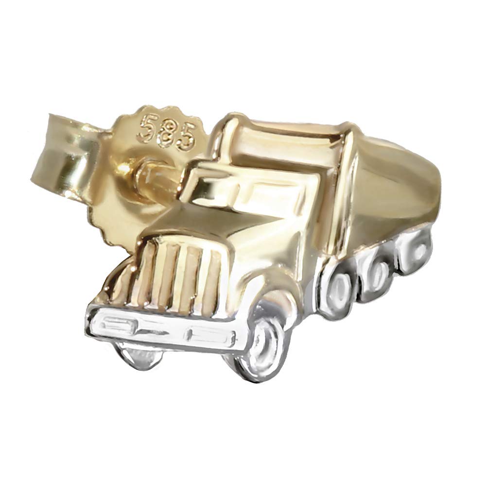 NKlaus single truck gold stud earring bicolor 10 * 7mm earring men 4850