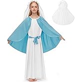 BesserBay Girls Blue Cape White Dress with Headpiece Outfit Set 4-10 Years