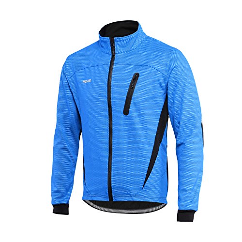 ARSUXEO Winter Warm UP Thermal Fleece Cycling Jacket Windproof Waterproof Breathalbe 16H Blue Size Small