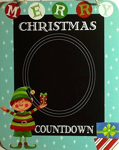 Christmas Holiday Countdown ~ Wall Hanging Decorative Chalkboard ~ 9 1/2" X 7 3/4" Alternative Advent Calendar ("Merry Christmas")