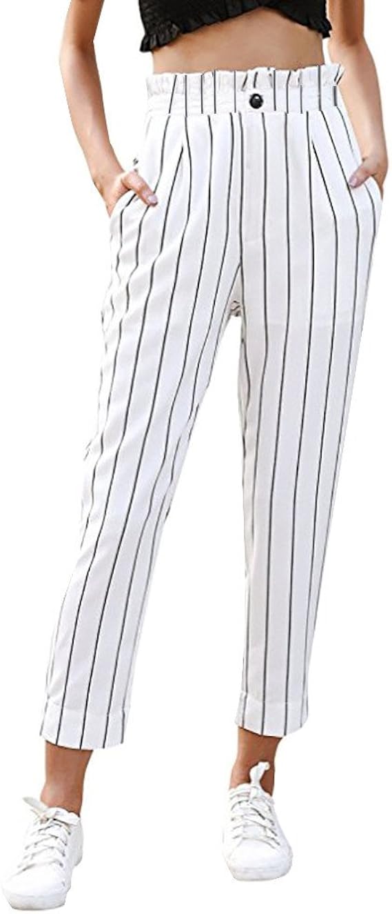 Amazon Co Jp レディース カジュアル パンツ Hodarey 春夏 ワイドパンツ 女性 かっこいい アウトドアパンツ 日韓風 おしゃれ ビジネス 縞模様 ボタンストレートパンツ ワイドレッグパンツ ハーレムパンツ ロングパンツ ハイウエストスリムパンツ お出かけ 通勤 腕時計