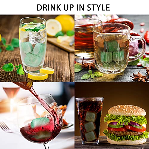 Livond Whiskey Stones - Reusable Ice Cubes for Cooling Rum, Beer, Wine, Iced Tea, Water -Ice Cubes with Ice Tray and Tongs - Drinking Gift for Dad, Husband, Grandpa, Friends, Family - Pack of 8