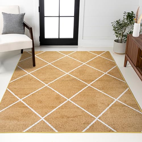 JONATHAN Y Cole Diamond Trellis Gold/White Indoor Area Rug 3x5, Modern,Contempo…