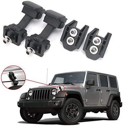 1 Pair Hood Lock Latches Catch Locking Kit for Jeep Wrangler JK 2007-2016 Black