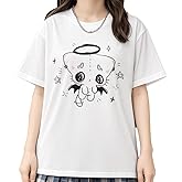 RILGOU Kawaii Gothic Clothes Casual Style Crewneck Loose Short Sleeve Cute Graphic Cartoon Dizzy Cat Print T-Shirt