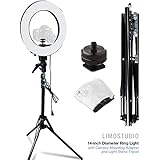 LimoStudio 14-inch Diameter Ring Light Continuous Round Ring Lighting Kit, 5500K Photography Photo Studio Light Stand, AGG1773V4