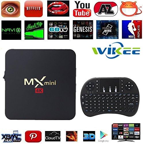 [Free Wireless Mini Keyboard] WIIKEE Mini MX Amlogic S905 Quad Core 4K/3D Fully Loaded KODI/XBMC Unlocked with Add-ons Smart Android Tv Box WIFI Google Streaming Media Player