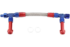 Dual Feed Fuel Line Kit, AN8 Braided Dual Feed Fuel Line Kit Carb Fittings with 2 Washers for 4150 Based Carb W/ AN6 Adapter