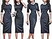 Rui Wen Women Half-Sleeve High Waist Office Formal Bodycon Dress Business (S, Black)