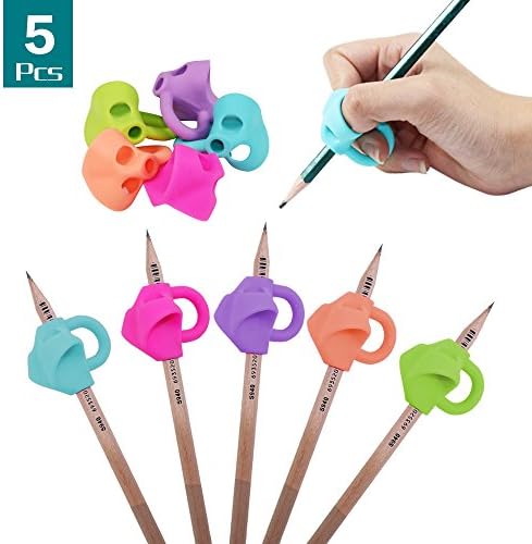 Pencil Grips for Children Silicone Ergonomic Trainer Posture Correction Finger Grip for Kids Students Adults,Handwriting Tools Soft Pens Grips Both for Lefties (5Pcs)
