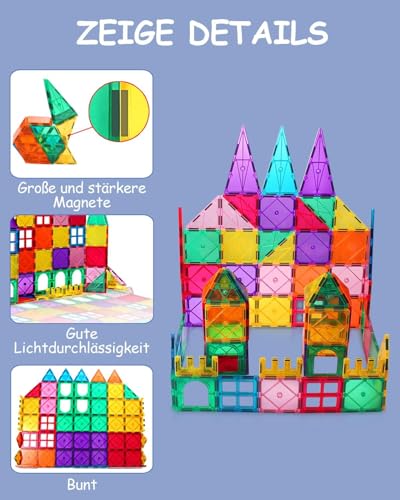 Magnetic Building Blocks for Kids 80 Pieces Educational Building Blocks 3D Magnets Kids Play Toys for Kids STEMS Creativity Montessori