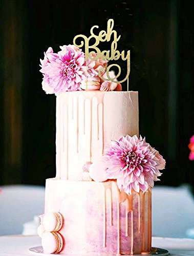 Baby Shower Decorations Strung Banner (OH BABY) & 20PC Balloons with Ribbon [Gold, Confetti, White] Kit Set | Hang on Wall | Glitter Unisex Pregnancy Announcement It's A Girl Baby Shower Party - Thumbnail 3