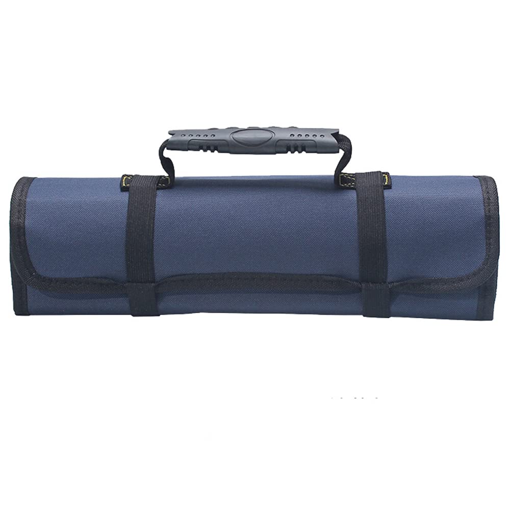 Maizoon Roll Portable Canvas Storage Bag,Tool Organizer for Electricians Mechanics,Thick and Wear-Resistant,UH01 Blue