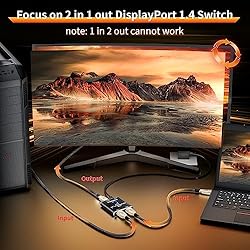 DisplayPort Switch 8K 2 in 1 Out, BolAAzuL Display