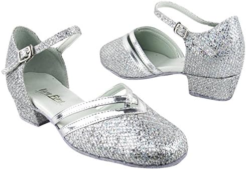 Very Fine Dance Shoes: 8881 Special Order, Silver Sparklenet &amp; Silver PU Trim, 1" Heel, Size 9 1/2
