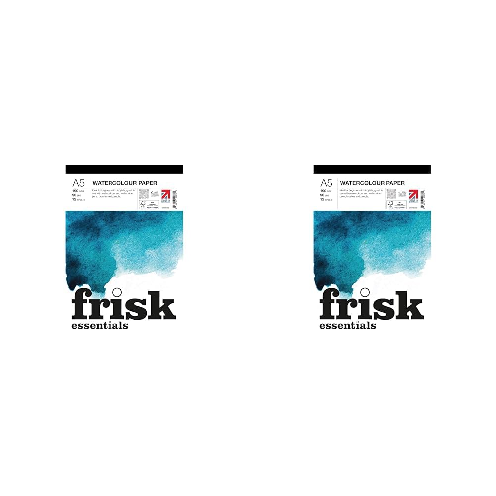 Frisk Essentials Watercolour Paper Pad 190gsm 12sheets A5, White (Pack of 2)