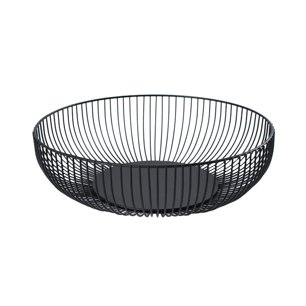 NORHOR Metal Fruit Basket, Iron Wire Fruit Basket, Fruit Bowls, Fruit and Vegetable Storage Basket with Wave Shape Design for Kitchen- Decorative Countertop Centerpiece (Black semicircle)