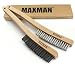 Wire Brush Set,Heavy Duty Carbon Steel and Stainless Steel Wire Scratch Brush for Cleaning Rust with 14" Long Curved Beechwood Handle,2 Pieces,Large