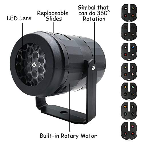 Christmas Projector Lights for Indoor, LED Night Light Projector with 7 Multicoloured Switchable Slides for Graduation Prom, Holiday, Halloween, Birthday, Valentine's, Easter, Party Decor