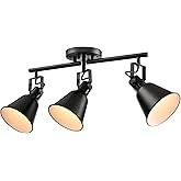 DIRYZON 3-Light Semi-Flush Mount Ceiling Track Lighting Adjustable Round Spotlight in Matte Black Multi-Directional Ceiling M