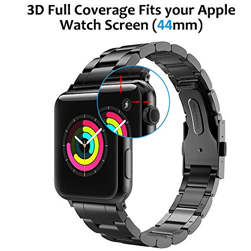 Hianjoo Tempered Glass Screen Protector 3D Curved Full Coverage Anti-Scratch Compatible with Apple Watch 42mm Series 3/2/1 - Black Edge [2-Pack]
