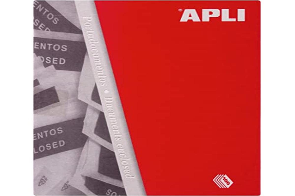 Apli 001468 Pack of 100 Document Wallets Included 225 x 165 mm with Adhesive on Back