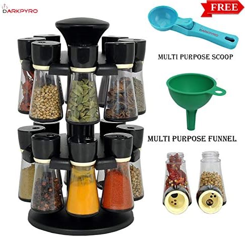 Darkpyro Plastic Spice Rack Set, 18-Pieces, Multicolour
