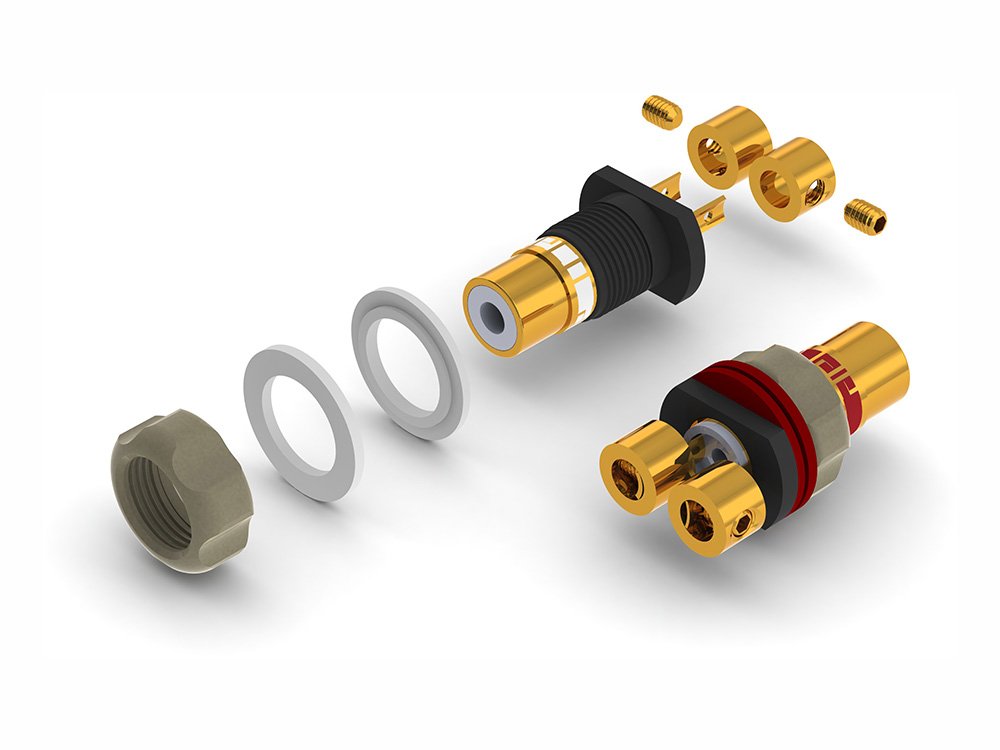 aeco RCA Jack ARJ-4045G, 2pcs/1set, Gold Plating, Vacuum bag