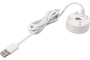 FABATER Mini Mist Maker, 4 LED Mister Fogger, Water Fountain Pond Fog Machine Atomizer Humidifier for Fish Sink Vase Birdbath Rockery Landscape Decor, 5V, USB Interface (White)