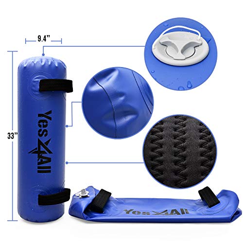 Yes4All Large Aqua Bags for Workout 45-80lbs - Ultimate Core Water Weights Aqua Bag - Portable Stability Fitness - Perfect Agility, Durability for Indoors and Outdoors - Clear & Dark Blue