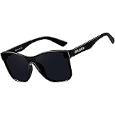 Arjien Polarized Mirrored Sunglasses for Women Men UV400 Protection Trendy Square Sunglasses with Reflective One-Piece Lens