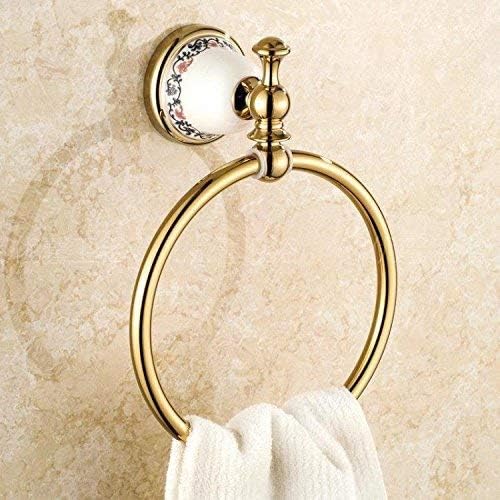 ATR Gold Towel Ring with Blue Earth Towel Ring, Rose Gold Towel Ring