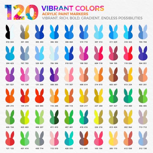 WINSONS 120 Colors Colouring Pens, Acrylic Paint Pens, Dual Brush Tip, Non-Toxic, Waterproof, Drawing Markers with Storage Case, Replaceble Nibs