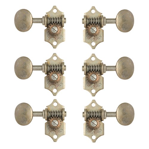 Waverly Guitar Tuners with Vintage Oval Knobs, for Solid Pegheads, Relic Nickel, 3L/3R