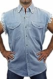 SHORE TRENDZ LIGHT DENIM Basic Plain Sleeveless Denim Biker Shirt (XL)