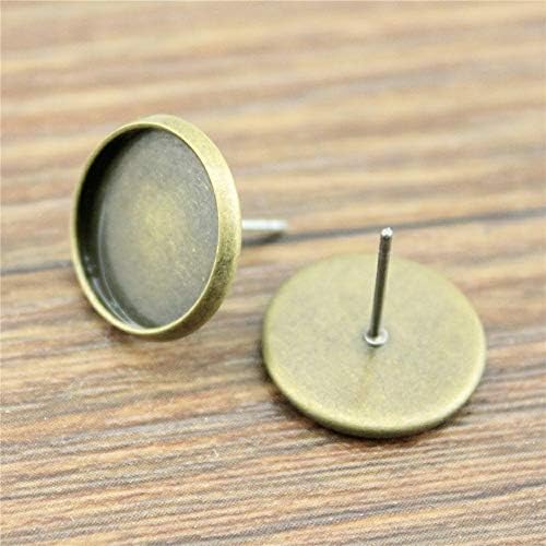 WYSIWYG 50 Pieces Stud Earrings Religious Jewelry Necklace Materials For Crafts Fashion Inner Size 12mm Round Cabochon Cameo settings Tray Bezel Blank