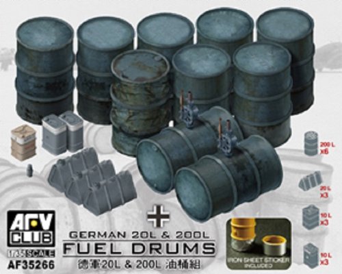 AFV35266 1:35 AFV Club German 20L & 200L Fuel Drums MODEL KIT ACCESSORY