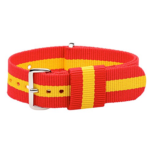 20mm Nato Ss Nylon Loop Striped Red / Yellow Interchangeable Replacement Watch Strap Band