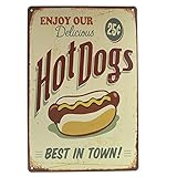 DL-ENJOY HOT DOGS vintage Tin Sign Bar pub home Wall Decor Retro Metal art Poster