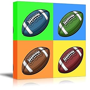Canvas Wall Art - Multi-Color Pop Art with Football - Giclee Print Gallery Wrap Modern Home Art Ready to Hang - 12" x 12"
