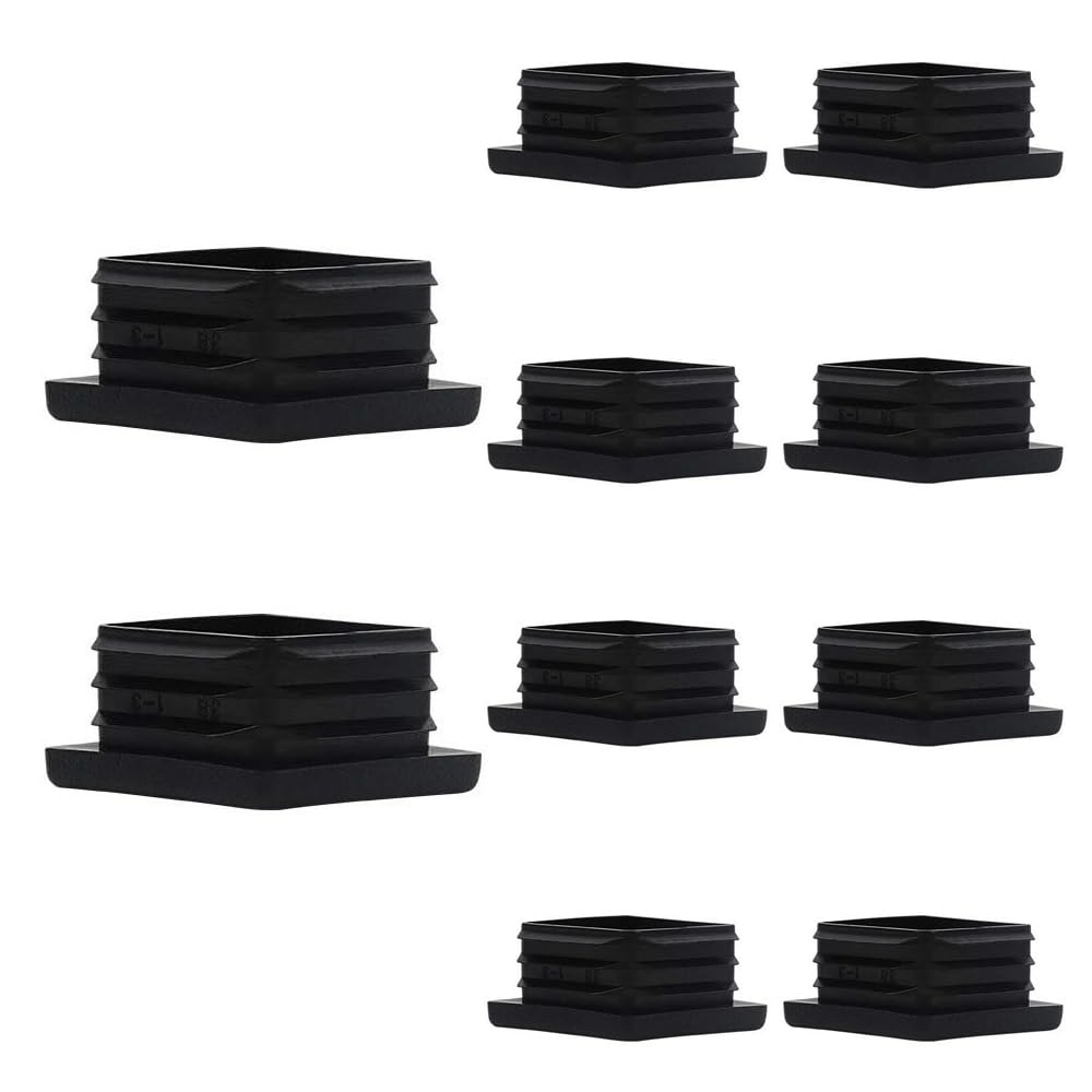 10PCS Square Plastic End Caps 100mm x 100mm Black Insert Plugs Anti-Slip Plastic Square Tube Plug for Pipe Tables Chairs Desks Beds