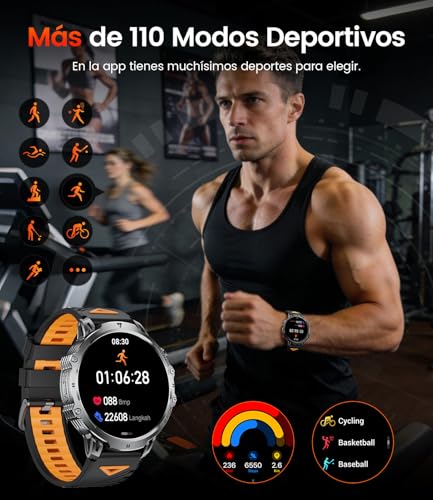 Smart Watch for Men, 1000mAh/1.85 Inch Large Smartwatch with Bluetooth Call LED Lamp, 130+ Sports Modes, IP68 Waterproof Fitness Watch with Heart Rate Monitor and