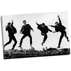 Panther Print, Toile murale encadrée pour salon, chambre à coucher, motif saut des Beatles, noir et blanc, pour occasions spéciales (76,2 x 50,8 cm) - Les Beatles, Paul McCartney, John Lennon, RIngo Starr, George Harrison
