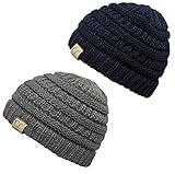 Kids Beanie (NO POM) Bundle - 1 Navy, 1 Heather