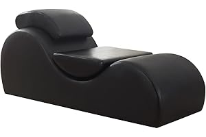 US Pride Furniture Yoga Collection Modern Faux Leather Curved Chaise Lounge Chair for Bedroom or Living Room-Ideal for Stretching, Relaxation, and Comfort-Includes Cushions, Regular, Black