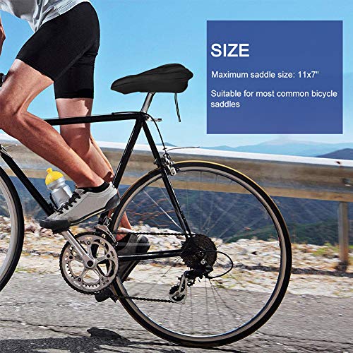 Linkax Gel Bike Seat Cover Extra Soft Bike Saddle Cushion Fits Spin Bike Road Bike Cruiser Stationary Bikes with 2 Water&Dust Resistant Cover (Black 11" x 7") - Thumbnail 5