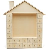 Advent Calendar 2024, Wooden Advent Calendars, Scene House 18 3/4" x 16 3/4", Pack of 1 Christmas Advent Calendar 2024 With 24 Empty Drawers for Crafts, by Woodpeckers
