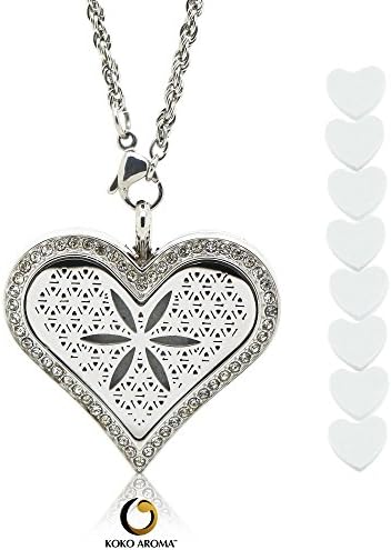 KOKO AROMA Diffuser Necklace Heart Shape Stainless Steel Locket Pendant