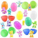 12 Colorful Easter Eggs With Rainbow Bear Figurines - Ready To Fill, Hunt and Enjoy - Durable 3 Inch Egg in Bright Colorful Designs - Perfect For Cake Toppers, Egg Hunts, and Party Favors